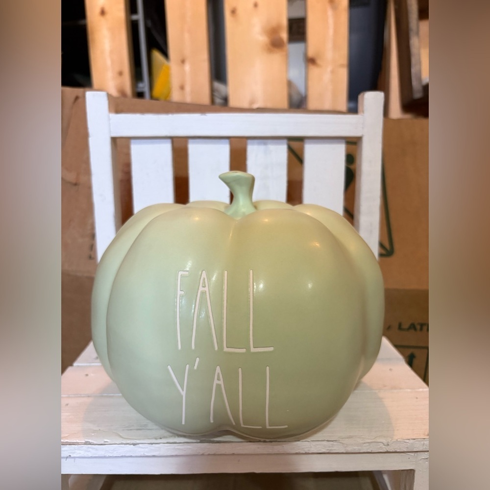 Rae Dunn Sage Green Ceramic Pumpkin